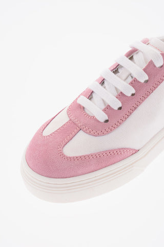 Two-Tone Fabric Sneakers with Suede Details