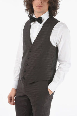 CC COLLECTION virgin wool and silk side vents CERIM. REFINED 3 piece waistcoat suit