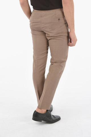 silk and flax ACADEMY drawstring waist single pleat trousers