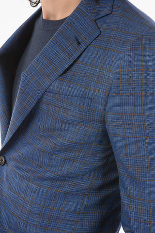 checked virgin wool and silk side vents notch lapel GATE 2-button blazer