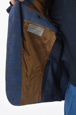 checked virgin wool and silk side vents notch lapel GATE 2-button blazer