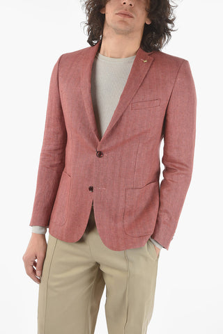 CC COLLECTION herringbone motif flax side vents notch lapel RESET 2-button blazer