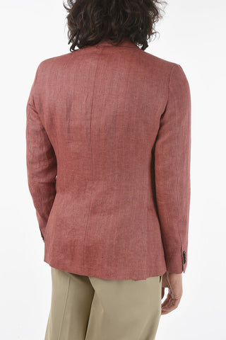 CC COLLECTION herringbone motif flax side vents notch lapel RESET 2-button blazer