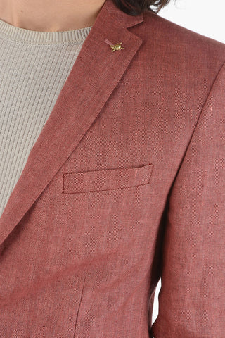 CC COLLECTION herringbone motif flax side vents notch lapel RESET 2-button blazer