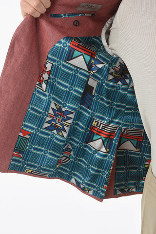 CC COLLECTION herringbone motif flax side vents notch lapel RESET 2-button blazer
