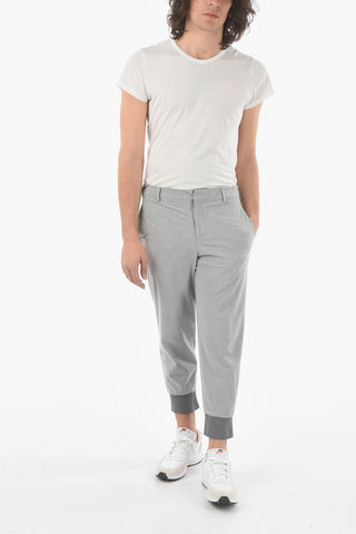Extrafine Tech Cotton Low-rised Pants with Ribbed Cuffed Ankles