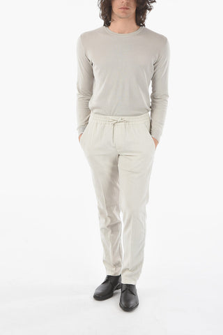 pantalone twill con coulisse in vita