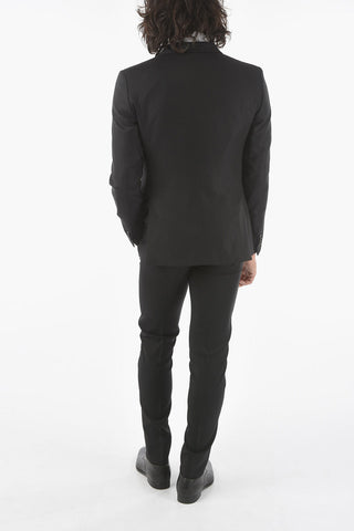CC COLLECTION silk and virgin wool CERIM.RESET shawl lapel plain hems 3 piece waistcoat suit