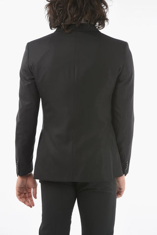 CC COLLECTION silk and virgin wool CERIM.RESET shawl lapel plain hems 3 piece waistcoat suit