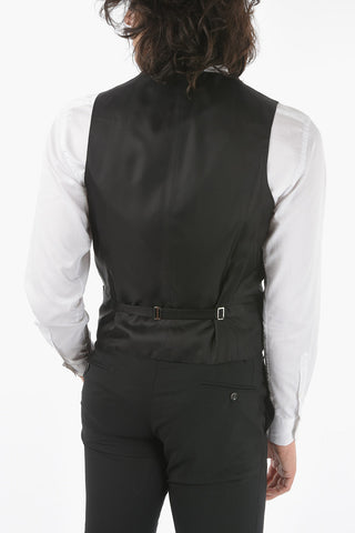 CC COLLECTION silk and virgin wool CERIM.RESET shawl lapel plain hems 3 piece waistcoat suit