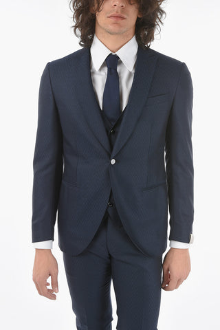 silk and wool CERIMONIA ACADEMY peak lapel 3 piece waistcoat suit