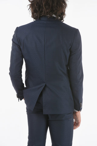 silk and wool CERIMONIA ACADEMY peak lapel 3 piece waistcoat suit