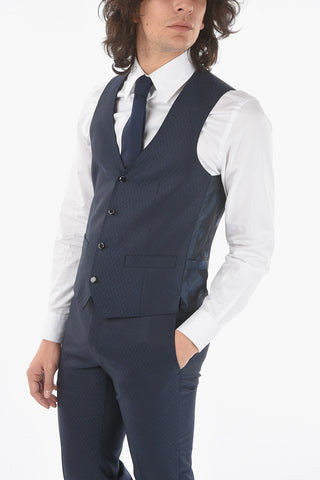 silk and wool CERIMONIA ACADEMY peak lapel 3 piece waistcoat suit