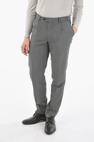 pantaloni Eleganti MANTUA In Lana Vergine e Mohair con Pinces