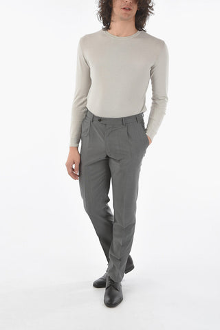 pantaloni Eleganti MANTUA In Lana Vergine e Mohair con Pinces