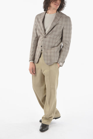 Giacca 2 Bottoni SPORTSWEAR A Quadri Plaid in Lana Vergine con Due Spacchi