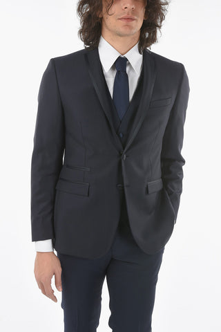 CC COLLECTION virgin wool CERIM.REFINED plain hems 3 piece waistcoat suit