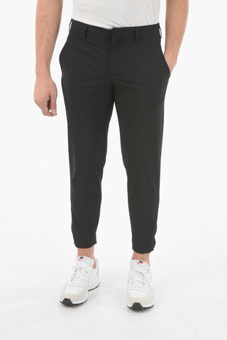 Pantaloni Slim Fit in Cotone Tech Extrafine con Zip alla Caviglia