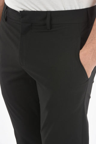 Pantaloni Slim Fit in Cotone Tech Extrafine con Zip alla Caviglia