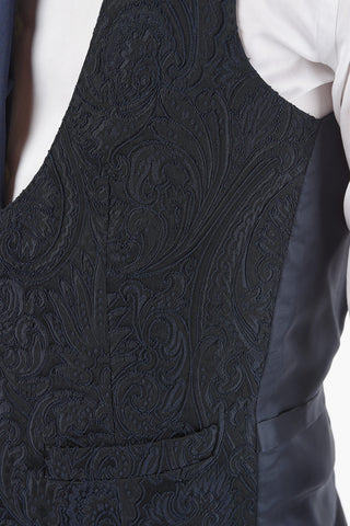 abito tre pezzi con gilet CERIMONIA ACADEMY in lana vergine con collo sciallato