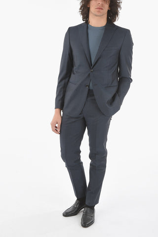 CC COLLECTION swiss-dot virgin wool REFINED CERIMO peak lapel 2-button suit