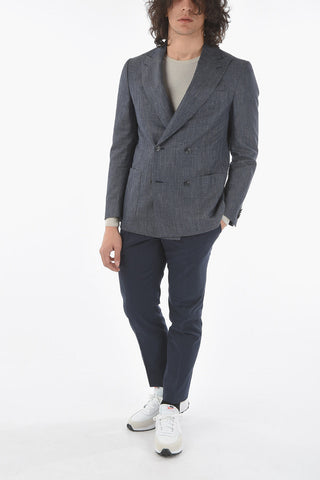 peak lapel patch pocket ACADEMY SOFT  double-breasted blazer