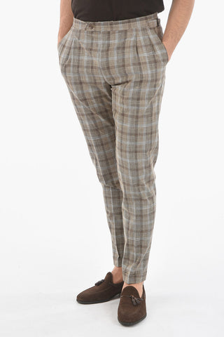 CC COLLECTION Cuffed Hem Double Pleat Checked RESET Pants