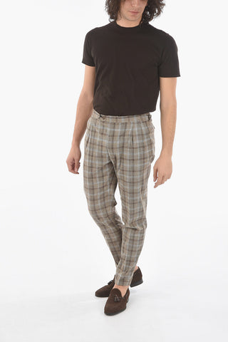 CC COLLECTION Cuffed Hem Double Pleat Checked RESET Pants