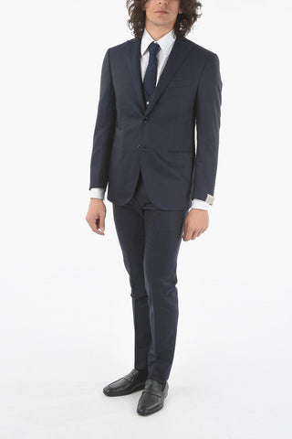 silk and wool CERIMONIA ACADEMY center vent 3 piece waistcoat suit