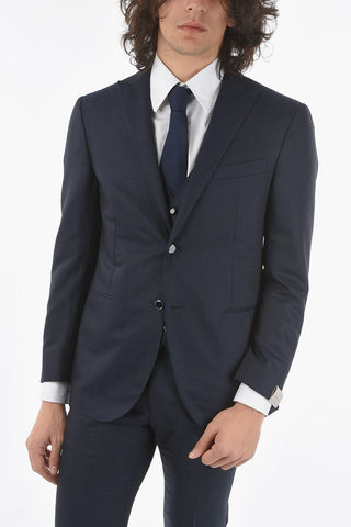 silk and wool CERIMONIA ACADEMY center vent 3 piece waistcoat suit