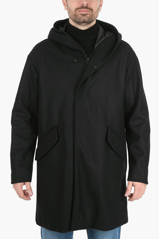 Virgin Wool Hooded Reversible Coat