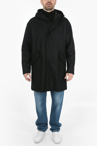 Virgin Wool Hooded Reversible Coat