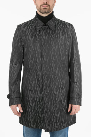 Printed Single Breasted Coat With Hidden Buttons