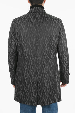 Printed Single Breasted Coat With Hidden Buttons