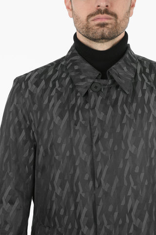 Printed Single Breasted Coat With Hidden Buttons