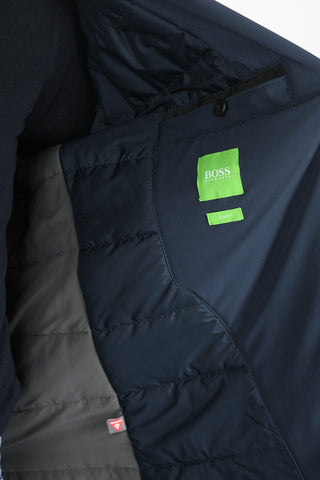 Single Breasted Blazer With Quilted Lining And Patch Pockets
