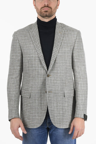 Blazer ACADEMY in Misto Lino con Motivo Gingham