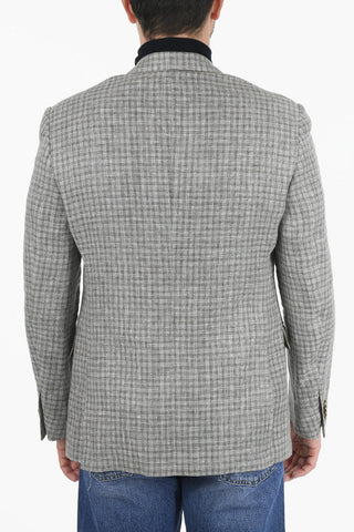 Blazer ACADEMY in Misto Lino con Motivo Gingham