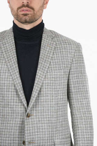Blazer ACADEMY in Misto Lino con Motivo Gingham