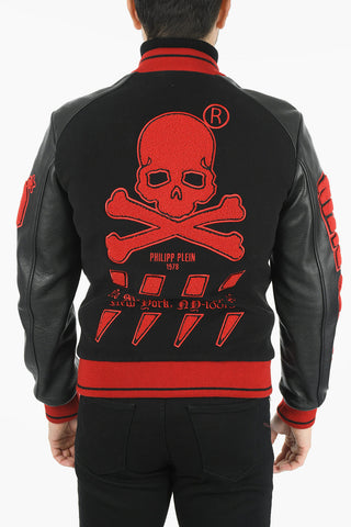 Bomber MM Skull In pelle Ricamato