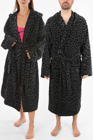HOME animal patterned hooded bathrobe