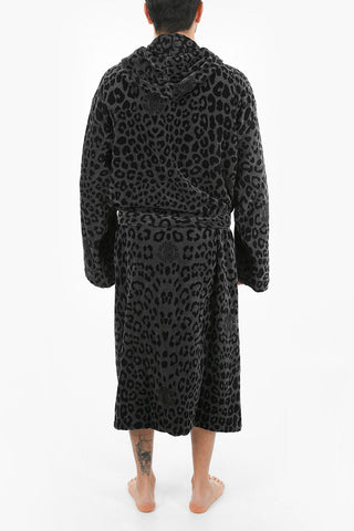 HOME animal patterned hooded bathrobe