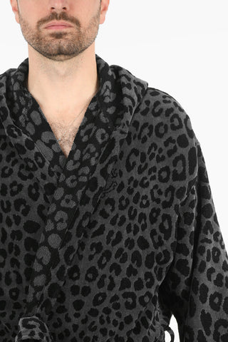 HOME animal patterned hooded bathrobe