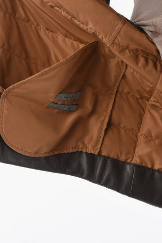 Sleeveless Down Jacket with Leather Details