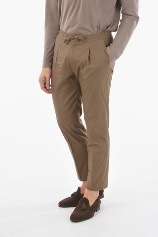 Pantaloni Casual in Cotone e Seta con Elastico in Vita