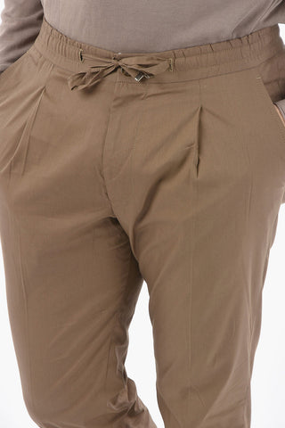 Pantaloni Casual in Cotone e Seta con Elastico in Vita