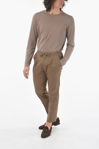 Pantaloni Casual in Cotone e Seta con Elastico in Vita