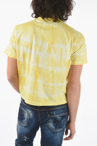 Tie Dye Effect BOX FIT Crew-Neck T-Shirt With Logo Spray