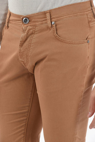 ID pantaloni 5 tasche in Cotone stretch con Bottone Logato