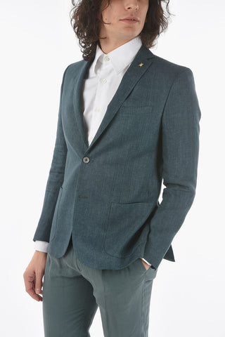 CC COLLECTION herringbone motif flax RESET 2-button blazer